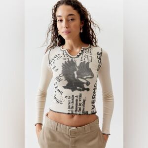 Urban outfitters Evermore Notch Neck Long Sleeve Tee size large NWT in packaging